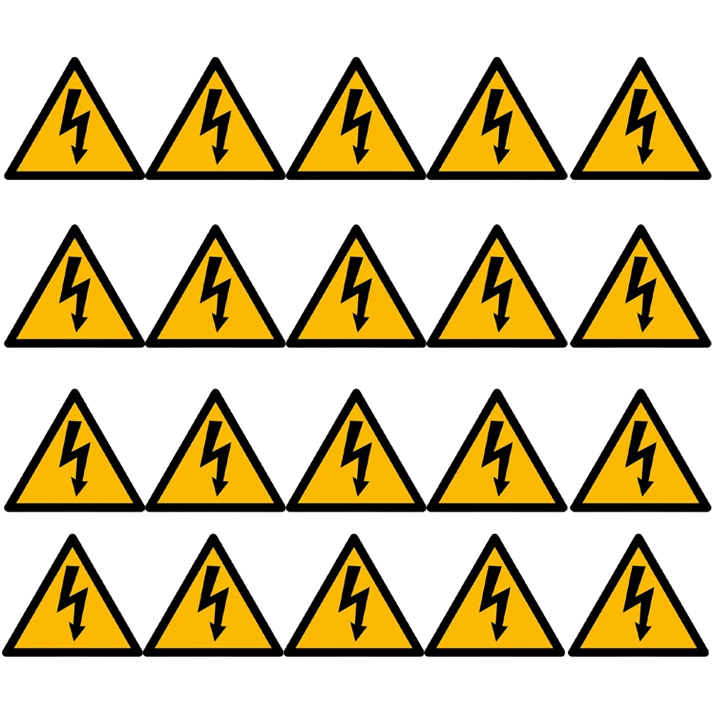 20pcs Electric Stickers 10CM Yellow Triangle High Voltage Caution Safety Labels Traffic Warning Stickers Signs