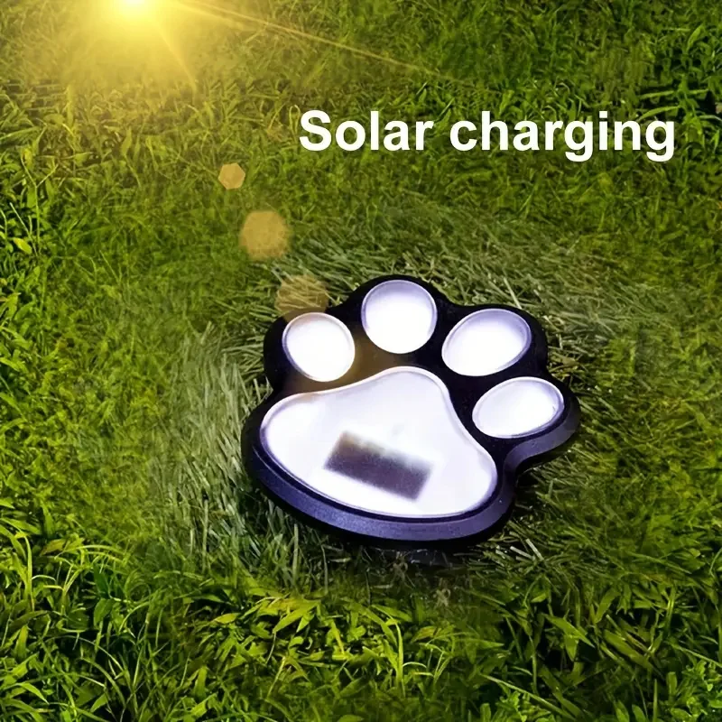 Solar Print Outdoor Lights, 4PCS Solar Lights Outdoor Waterproof Paw Lights, Garden Path Cat Paw Lamp Walkway Lights for Yard
