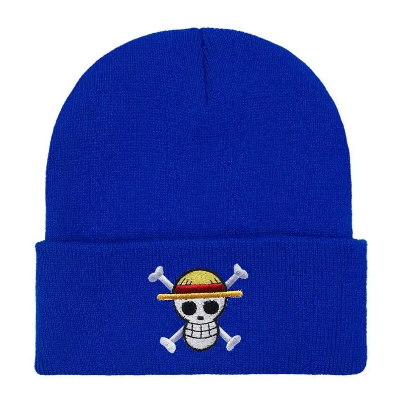 One Piece Knitted Hat Cartoon Luffy Bucket Hat Embroidery Girl Boys Warm Winter Hat Comfortable Hiphop Hat Fashion Cartoon Gift