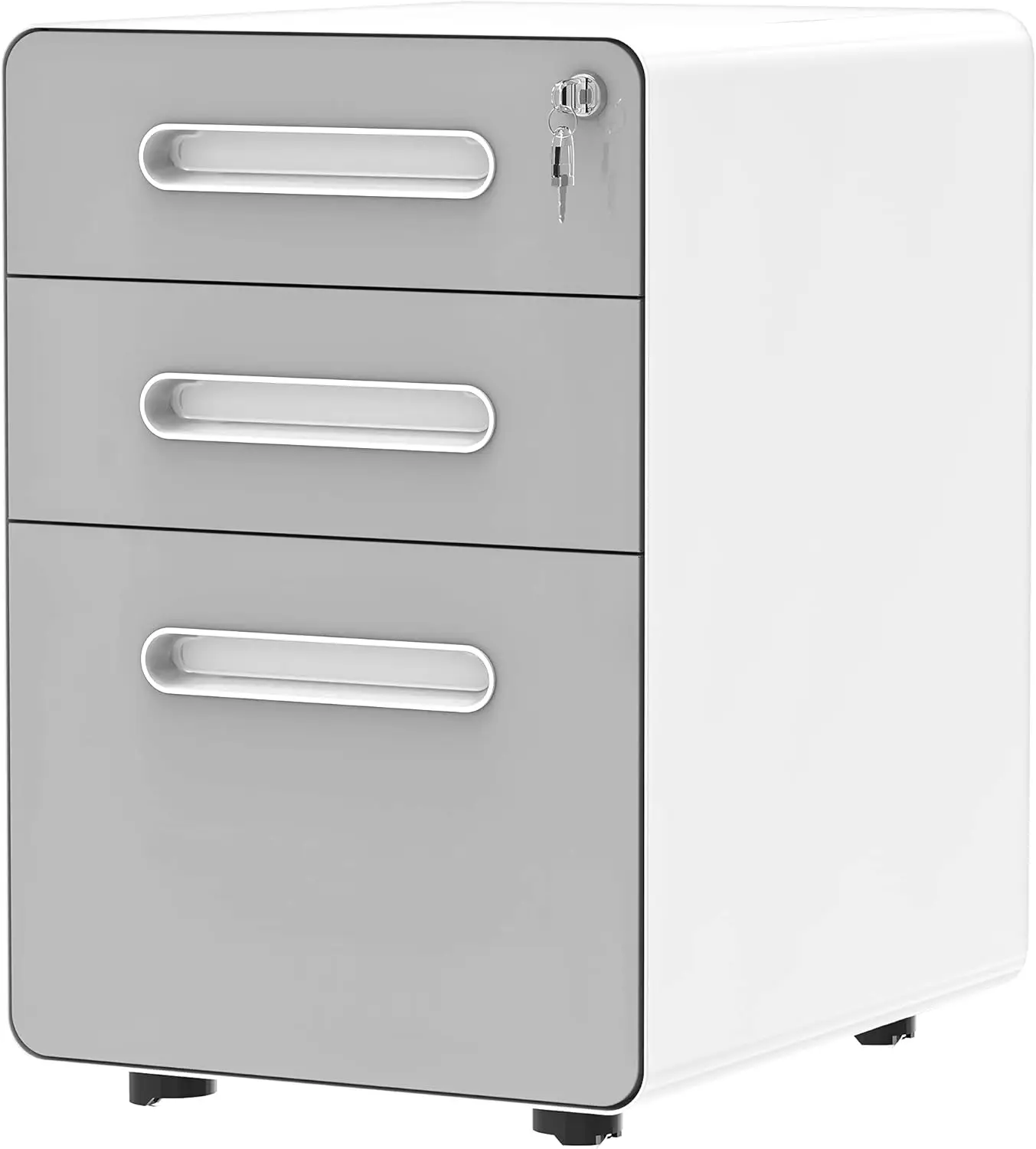 3-Drawer Rolling File Cabinet, Metal Mobile File Cabinet with Lock, Filing Cabinet Under Desk fits Legal/A4 Size f