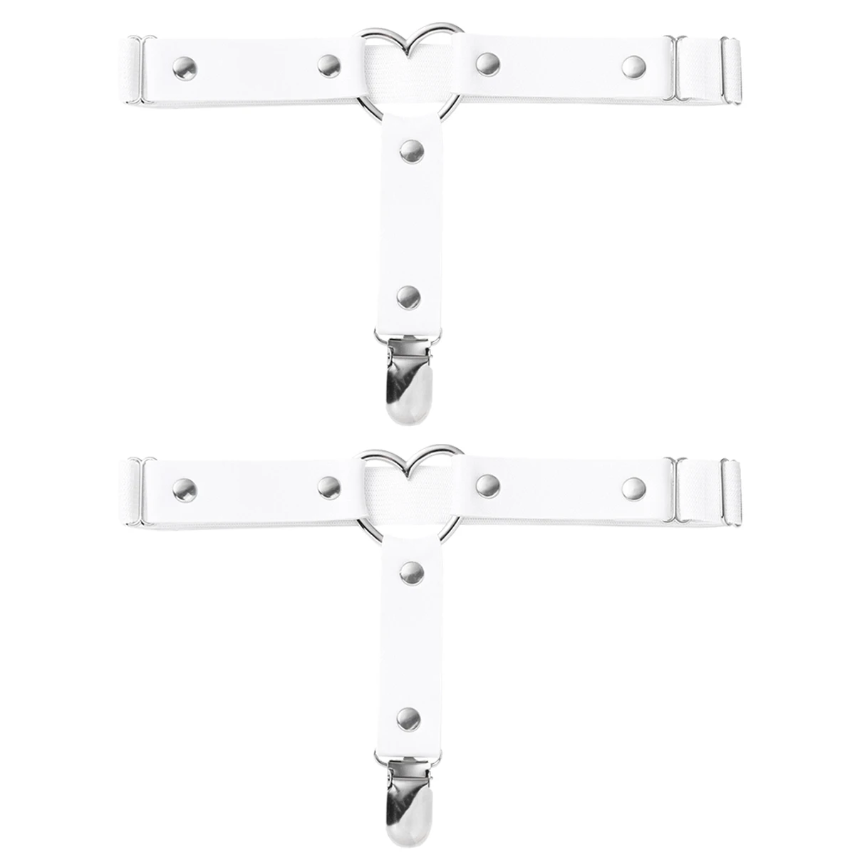 

2pcs Garters Punk Hip-Hop Adjustable Leg Rings For Cosplay Show Bind Games Pu Alloy Material One Size Fits Most White