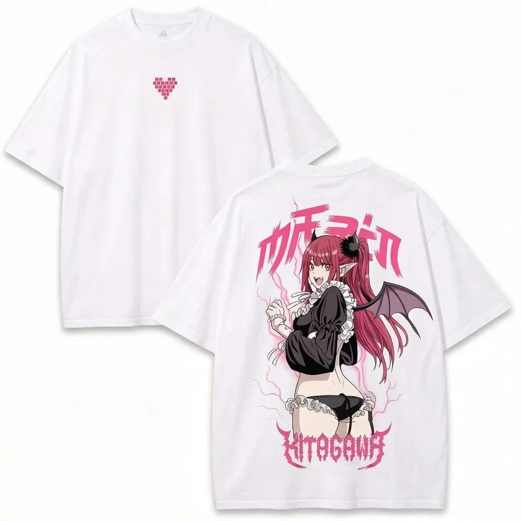 Anime Girl Graphic T Shirt Men Back Manga Character Japanese Cotton Tee