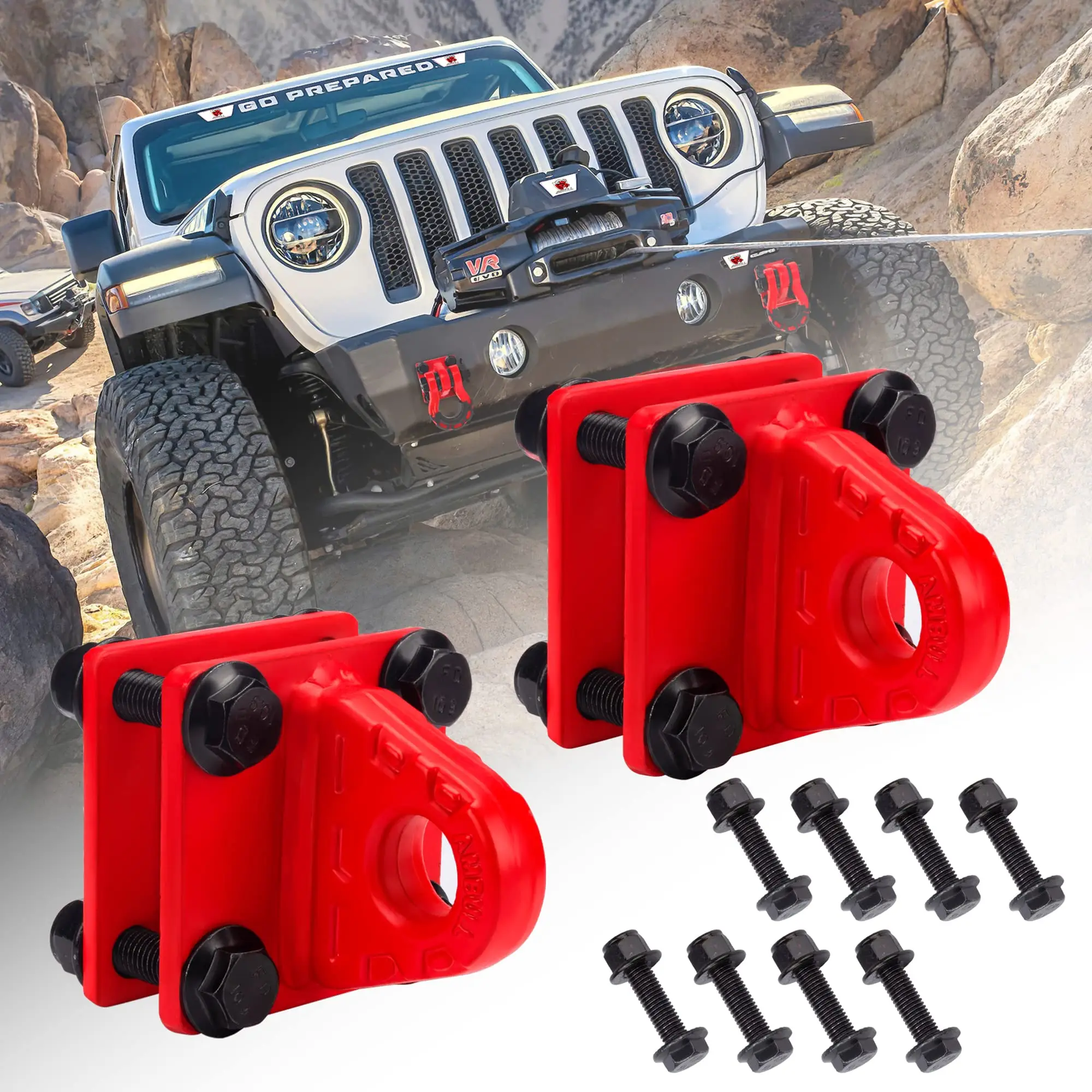 

D Ring Shackle Mount with Backer Plate Bolt On Clevis Mount Bumper Shackle Bracket Max 24T for Bumper Bucket Trailer Truck