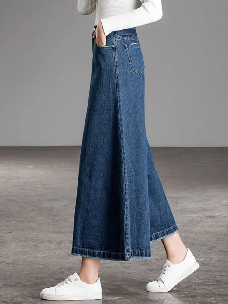 เกาหลีแฟชั่น Baggy กางเกงยีนส์ขากว้างผู้หญิง Casual วินเทจสูงเอวกางเกงยีนส์กางเกงฤดูใบไม้ผลิฤดูใบไม้ร่วง Streetwear Chic ล้าง Vaqueros ใหม่