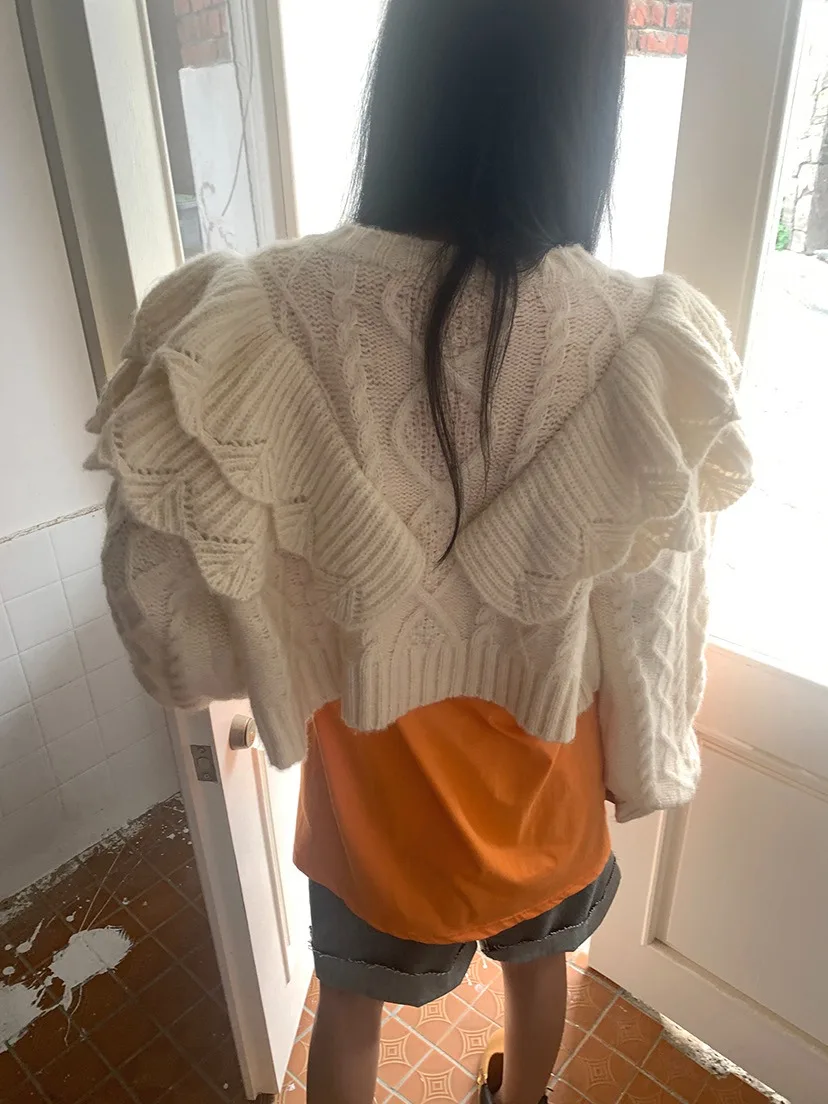

Retro Design Long Sve Knitted Sweater Women's Heavy Embellied Chic Autumn Winter New Sle Street Faion Chinese Origin
