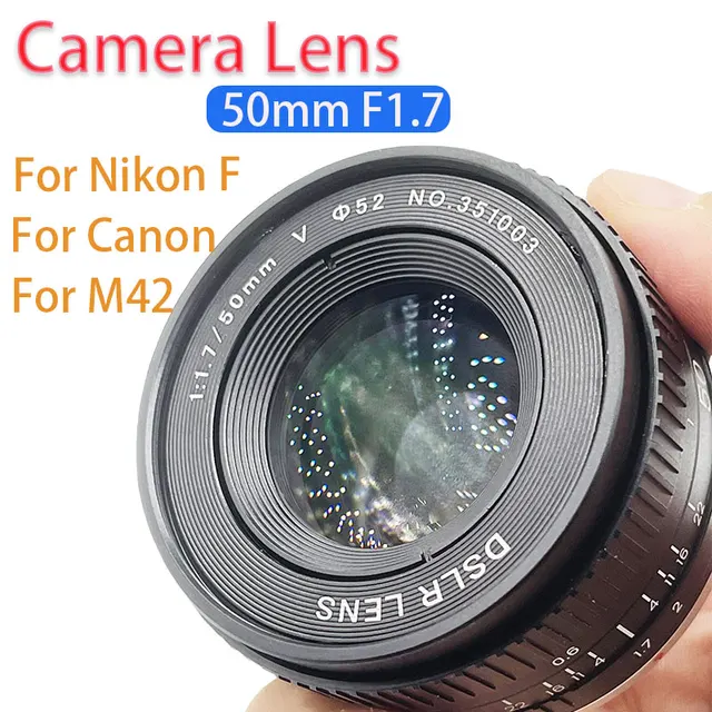 FH 50mm F1.7 Metalowa, duża przysłona, standardowa, pełnoklatkowa, portretowa soczewka z ręczną ostrością do lustrzanek Canon EOS EF M42 Nikon F