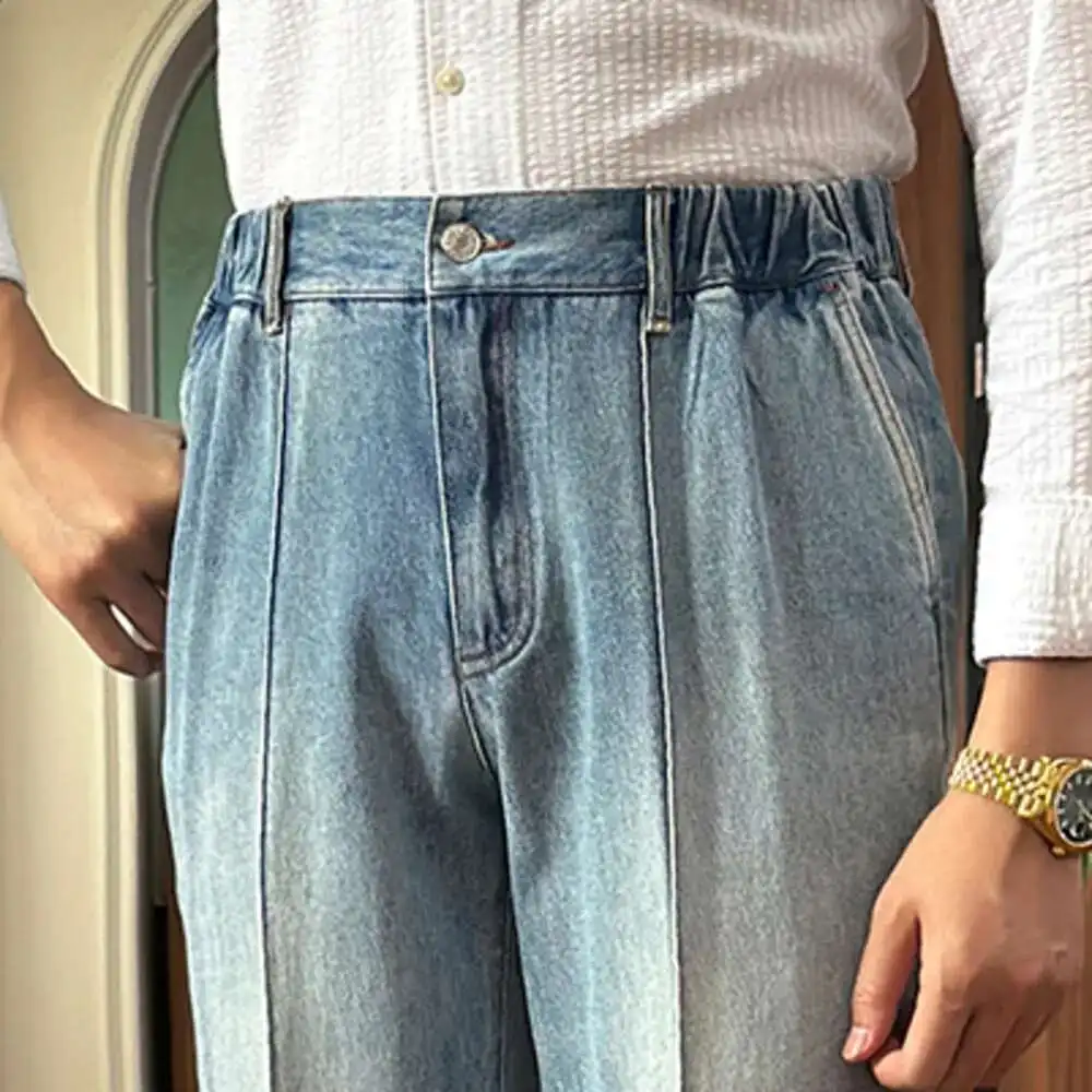 2024 Fashion Casual High Waist Straight Leg Jeans Men Trouser Naple High Quality Jeans Men Dress Trouser Straight Leg Pant