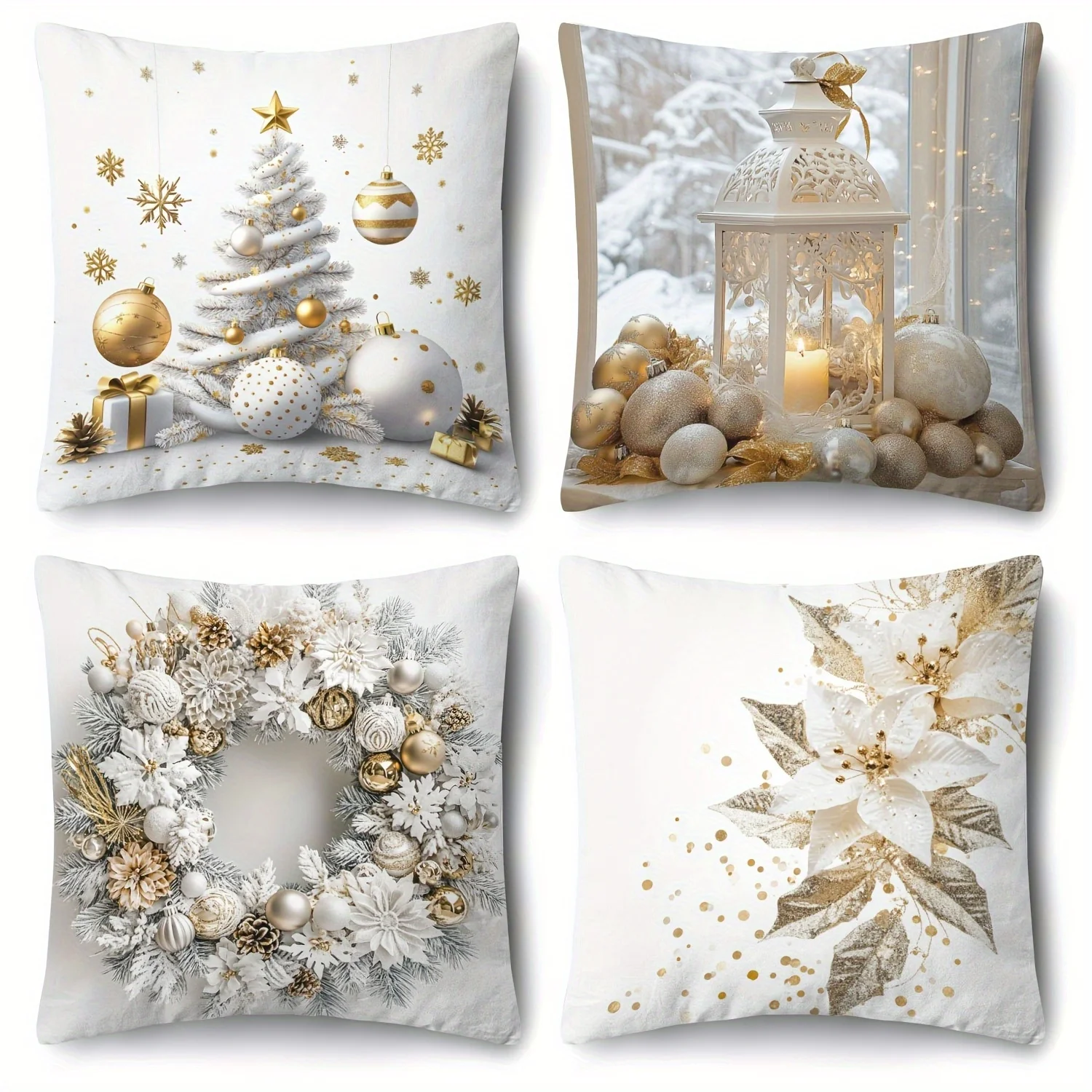 

4шт праздничные рождественские наволочки – с дизайном рождественских элементов для декора дивана, гостиной и спальни