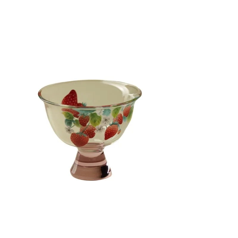 For Fresh Strawberry Glass Master Cup High Value Transparent Cover Bowl Teacup Tea Set Personal Special Cup