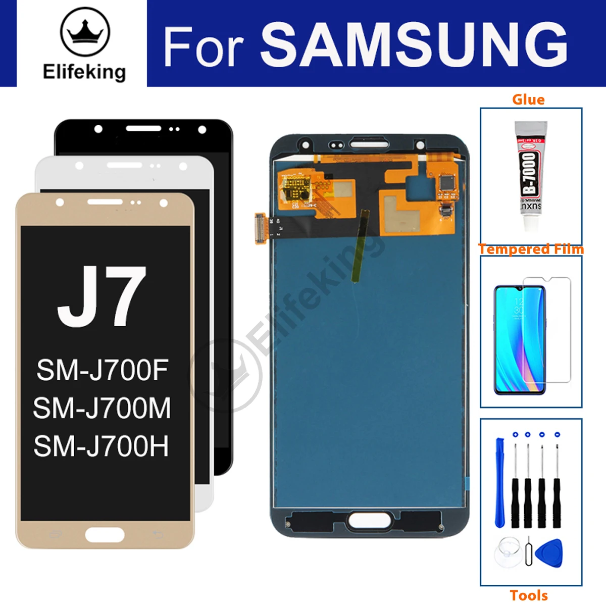 High Quality For Samsung Galaxy J7 2015 SM-J700F LCD Display Touch Screen Digitizer Assembly Brightness Adjustable with Gifts