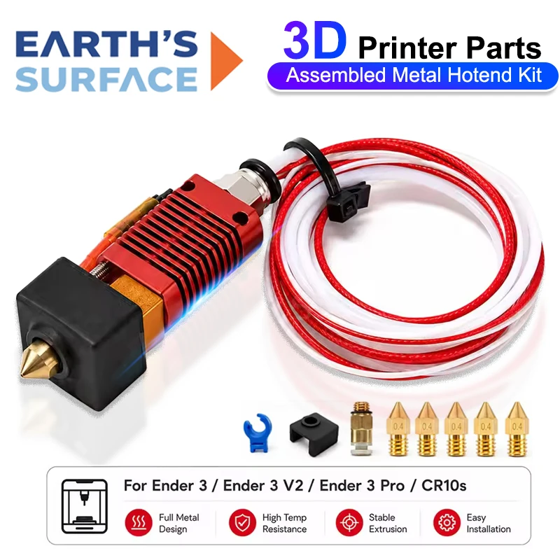 3D Printer Parts Hotend Assembled Extruder Metal Hotend Kit for Creality Ender 3 Ender3 V2 Ender 3 Pro CR10s Hotend Extruder Kit
