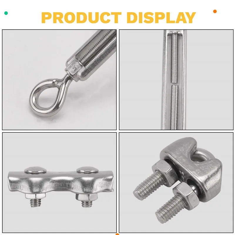 PZHI-30 Turnbuckle M5 Wire Tensioner Set With Turnbuckle Wire Rope Clamp Thimbles Press Clamp For Tightening