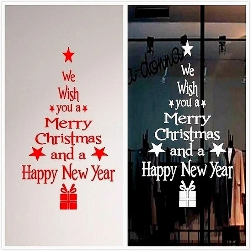 Abnehmbare Frohe Weihnachten Baum DIY Wand Aufkleber Art Vinyl Aufkleber Fenster Dekoration