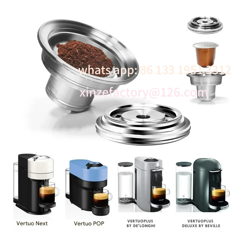 

Настраиваемый многоразовый капсульный адаптер для машины Nepresso Vertuoline, совместимый с оригинальными капсулами из нержавеющей стали