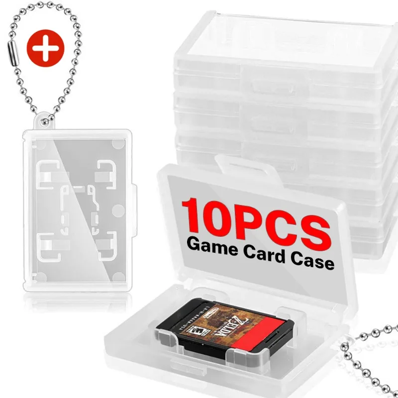 Portable Mini Clear Game Card Case with Keychain Anti-lost Anti-scratch Gaming Cards Storage Box for Switch Oled Switch Lite