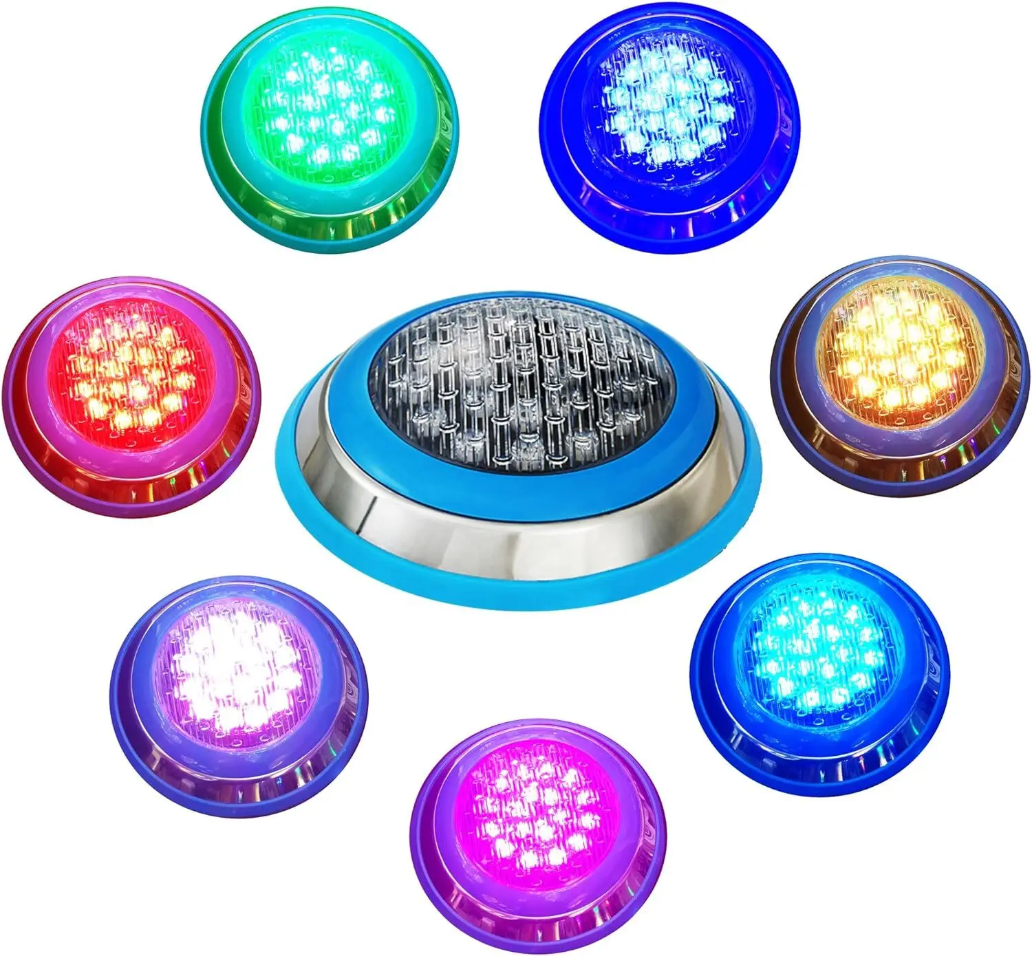 LED Underwater Swimming Pool Lights,54W RGB Color Changing, 12V AC,50ft Cord Wall Surface Mounted IP68