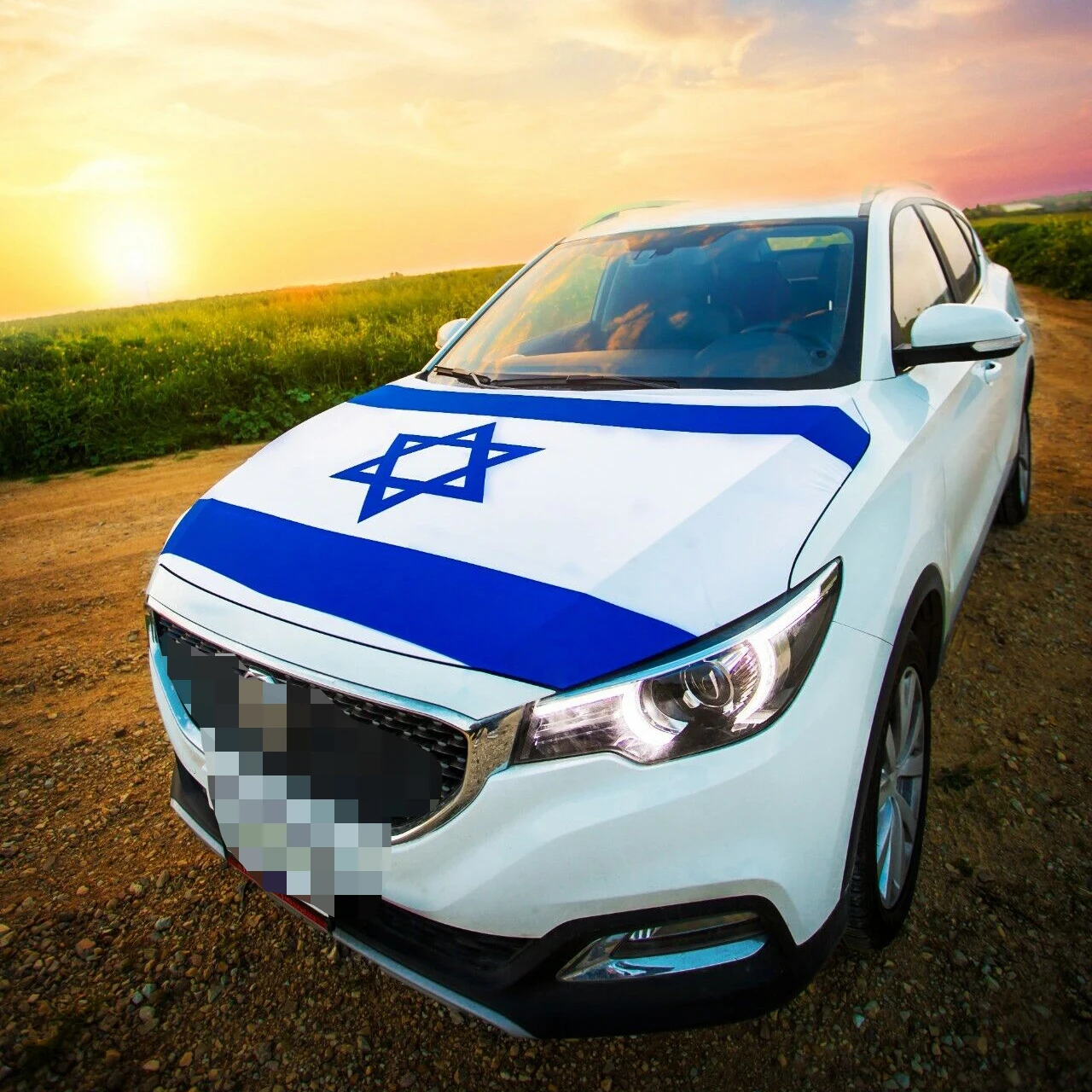 Israel Car Hood Cover Flag 110x150CM Bonnet Banner Elastic Fabrics For SUV Truck Full Graphic Lover Gift Decor