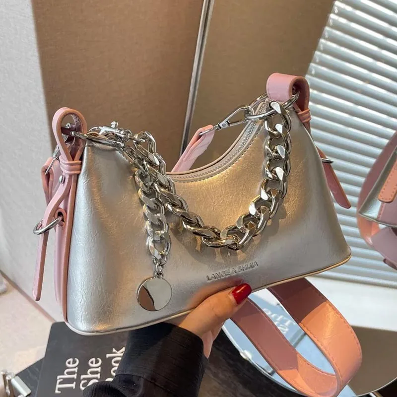 New Women's Shoulder Bag  Square Chain Bag Retro Messenger Bag Crescent Chain Underarm Bag For Girl Gift BFF