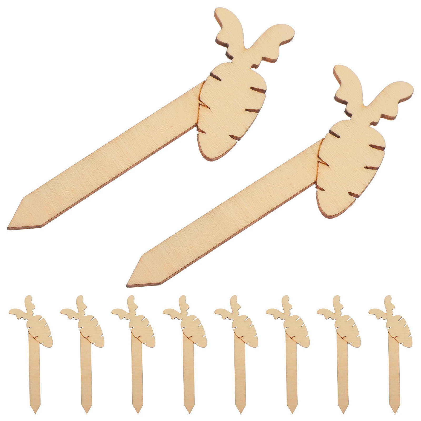

10pcs Wooden Bookmarks Easter Themed Craft Sticks Page Markers Students Teachers Blank Cute Carrot Shaped Tags Natural