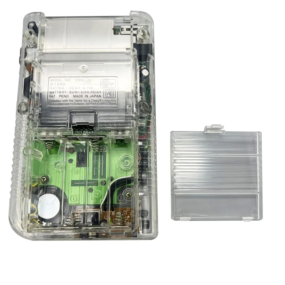 مجموعات غلاف الإسكان عالية الجودة لـ GameBoy GB DMG بدون عدسة زجاجية، مع أزرار وسادات مطاطية موصلة وملصقات ومسامير