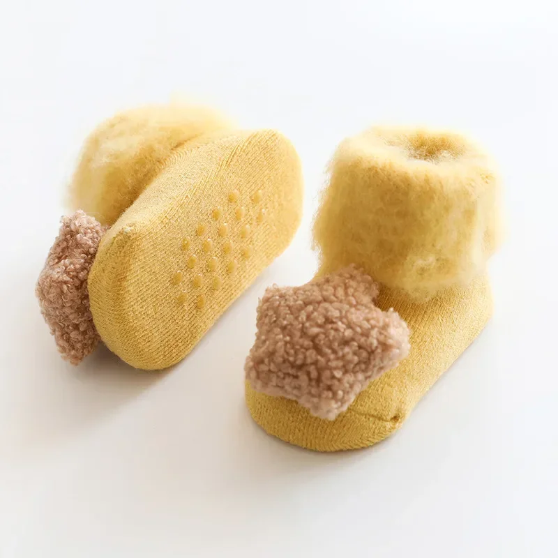 Cute Baby Socks Baby Girls Boys Toddler Socks Autumn Winter Velvet Thickening Plush Keep Warm Newborn Anti Slip Floor Socks