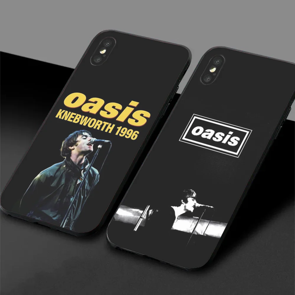 Phone Case For Samsung S24,23,22,30,21,10,9,Ultra,Plus,Lite,FE,5G O-Oasis-s Rock Band Black Soft Case