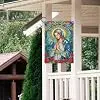 WATINC Christian Stained Glass Virgin Mary Garden Flag - 12 x 18 Inch Religious Mother Of God Double Sided Yard Flag for Out jjp