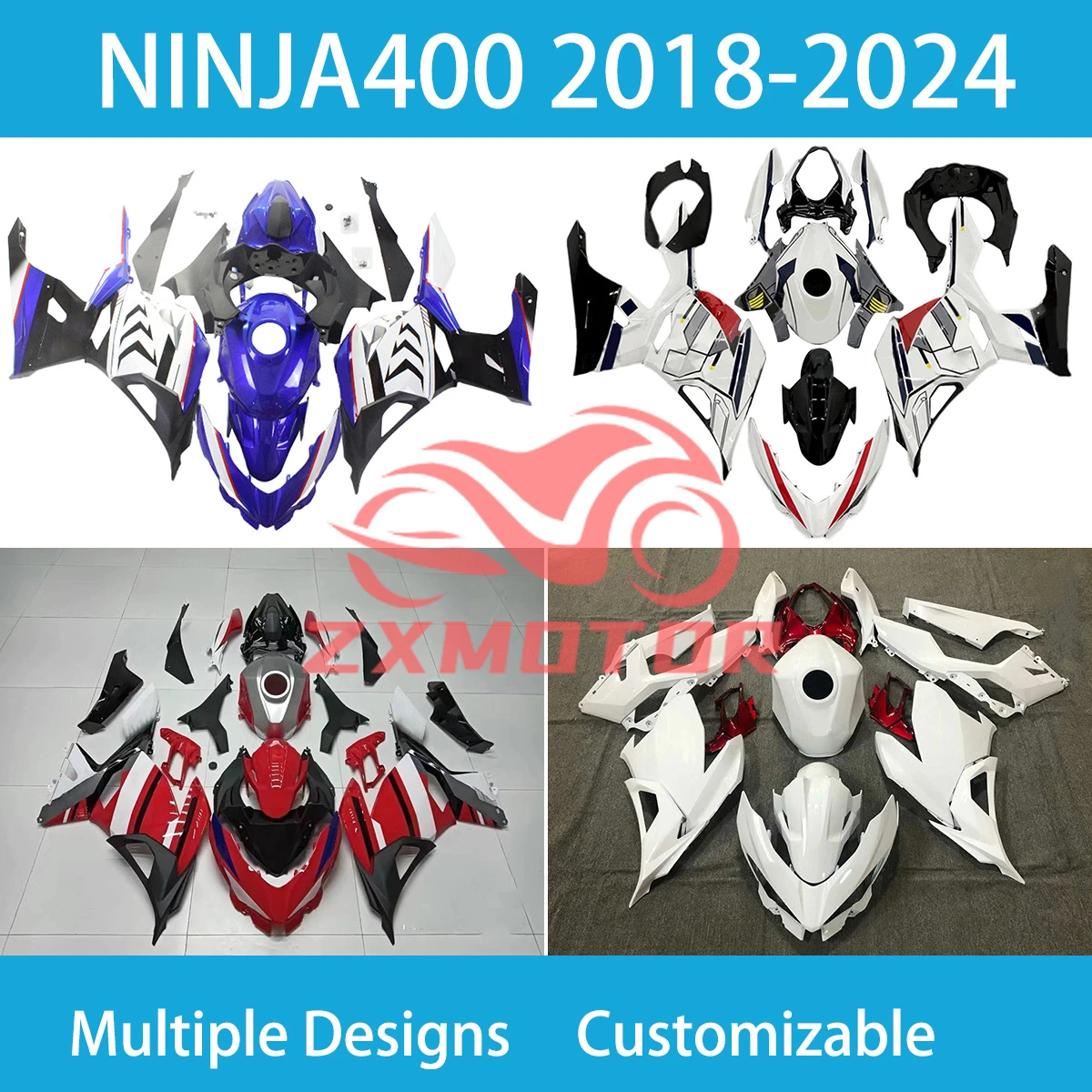 For KAWASAKI EX400R 2018 2019 2020 2021 2022 2023 2024 Full Fairing Set NINJA400 18-24 Motorcycle Fairings Bodywork Kit