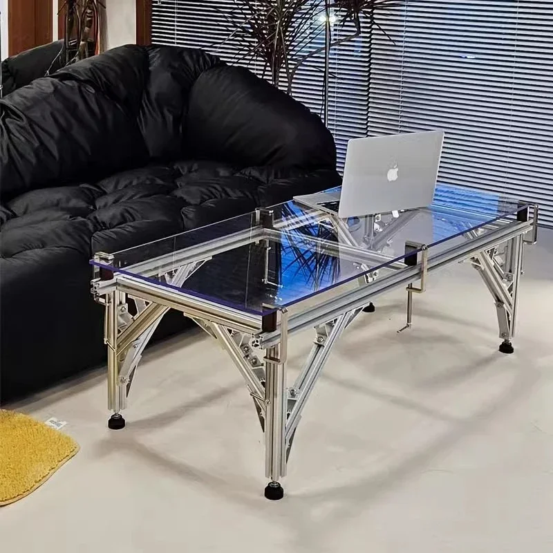 Simple modern low table aluminum profile glass coffee table sofa table