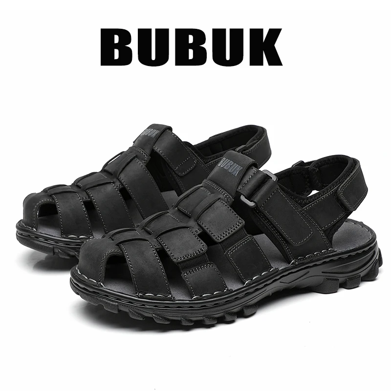 

Bubuk Men's New Outdoor Summer Sandals Made of Top-Layer Cowhide, Sports Beach Shoes, Non-Slip Design, Suitable for Outdoor Leisure and Walking