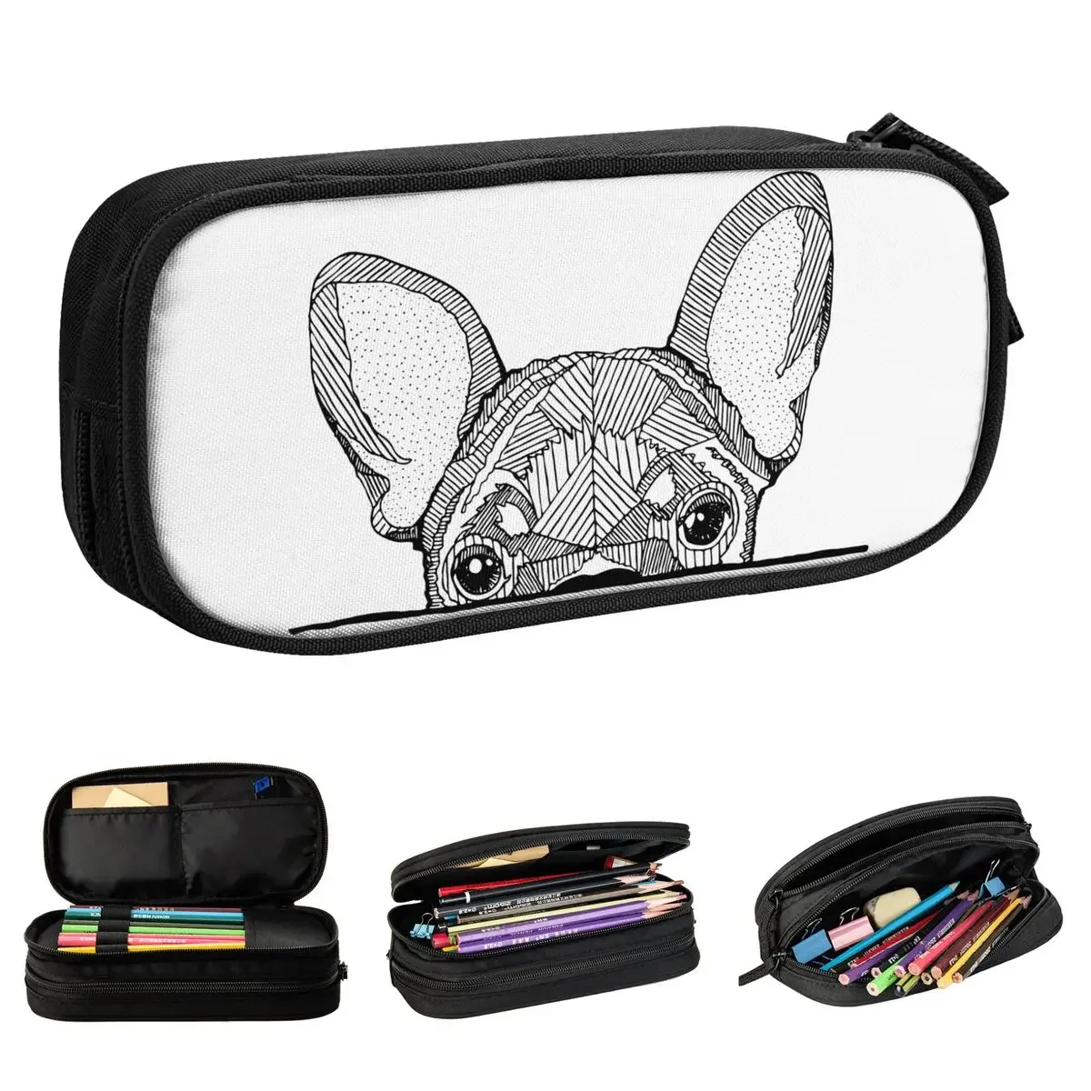 French Bulldog Puppy Pencil Case Fashion Dog Lover Pen Holder Bag Girls Boys Large Storage Students School Gifts Pencil Box