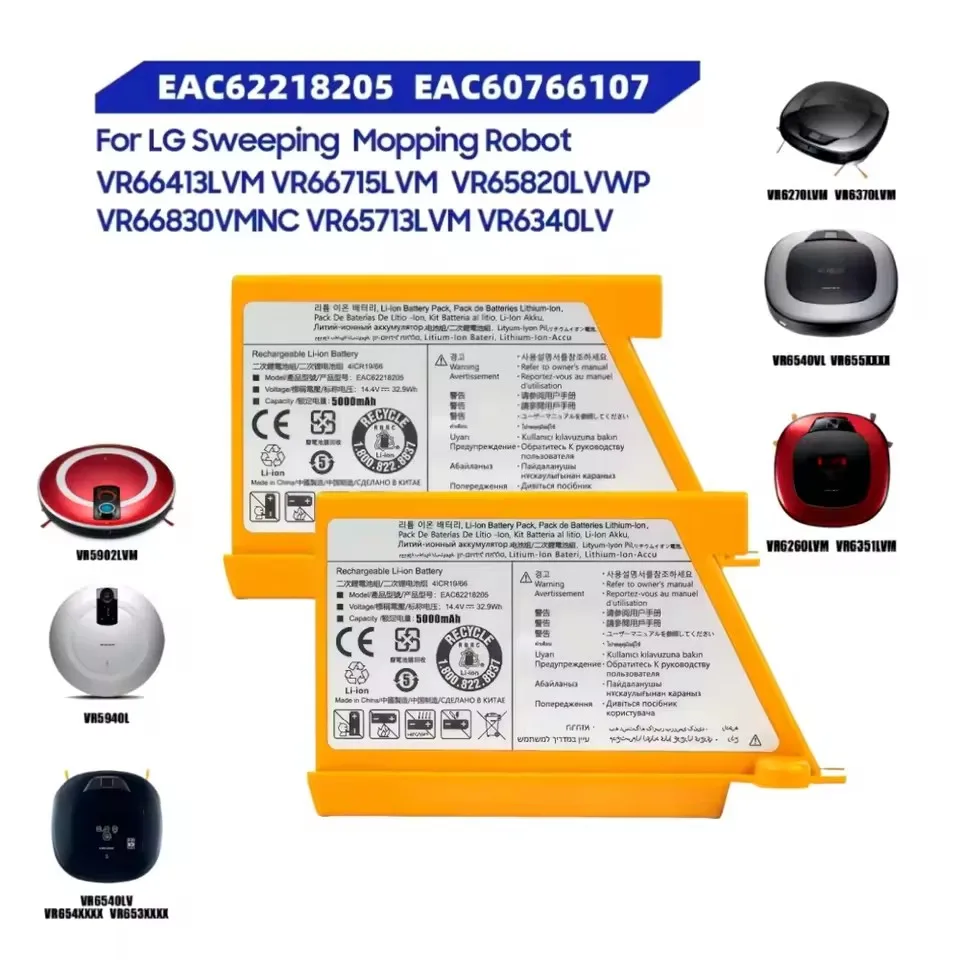 Newly Upgraded Robot Vacuum Cleaner Battery 5000mAh for LG EAC62218202 VR64703LVMB,VR7412RB,14.4V lithium-ion battery pack