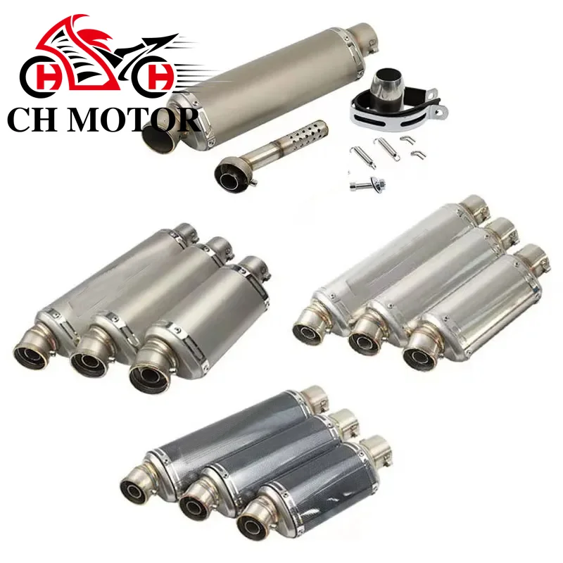

Stainless Steel 51mm Universal Motorcycle Exhaust Pipe Escape 310 370 440 mm Muffler 100cc-1000cc ATV GP Scooter For pcx125 fz6