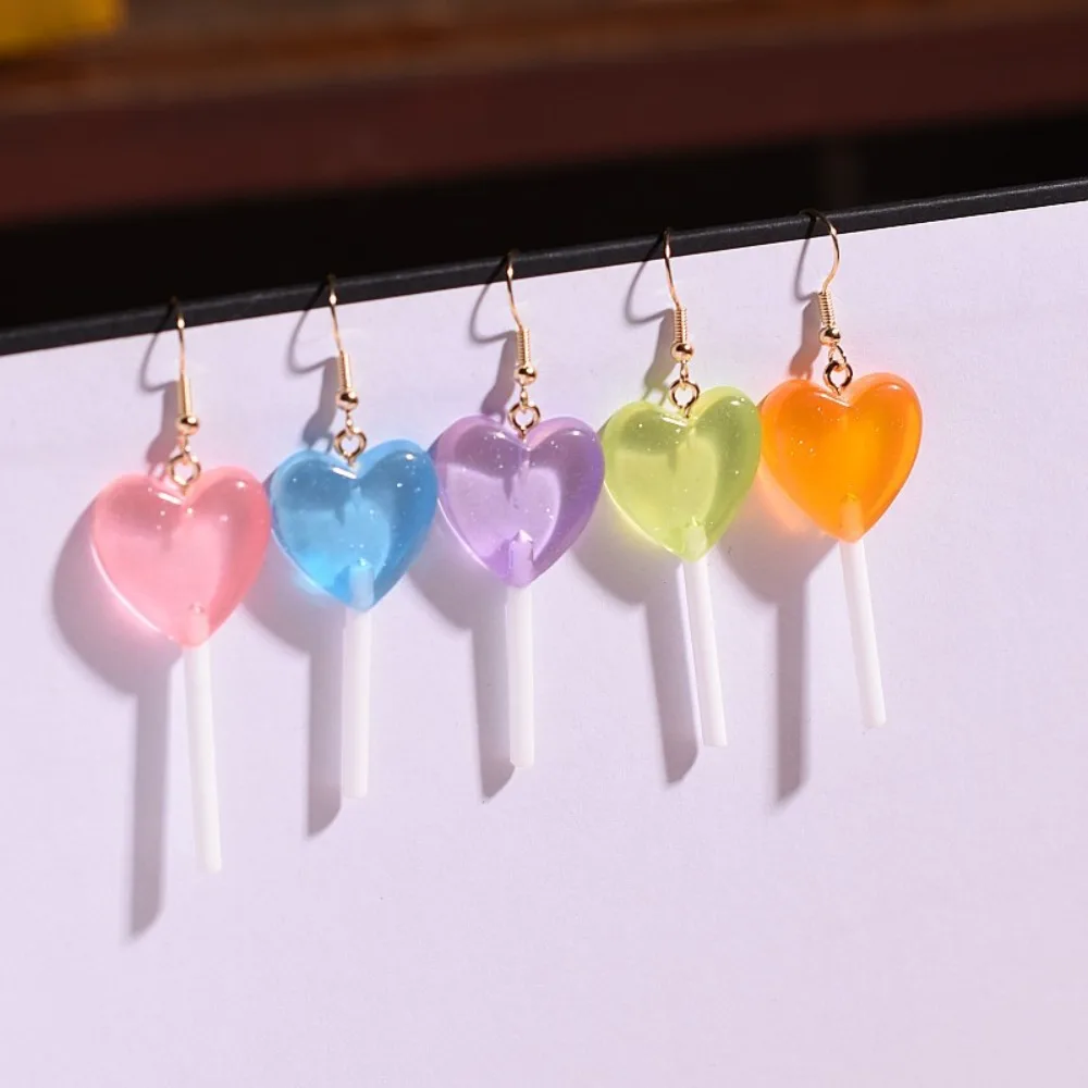 Unique Lollipop Earrings High Quality Candy Color Sweet Multicolor Candy Earring Light Weight Love Heart Earring