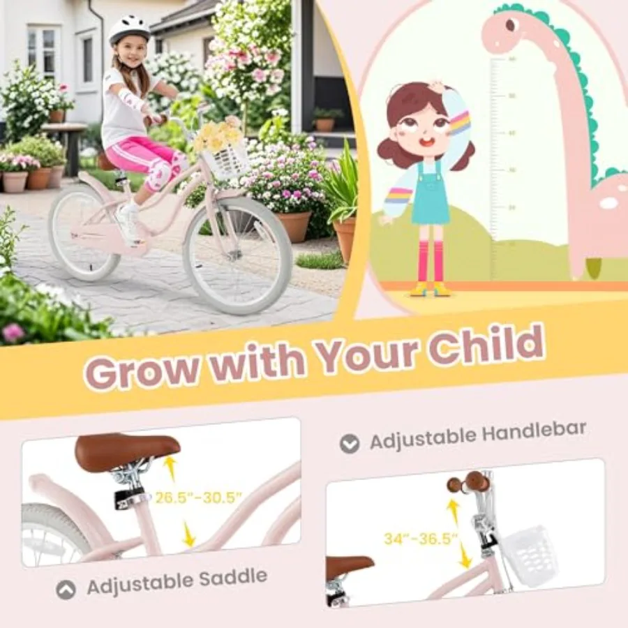 Bicicleta de 12, 14, 16 y 18 pulgadas para niños pequeños de 3 a 8 años con ruedas de entrenamiento, frenos de montaña, sillín ajustable, manillar Bask