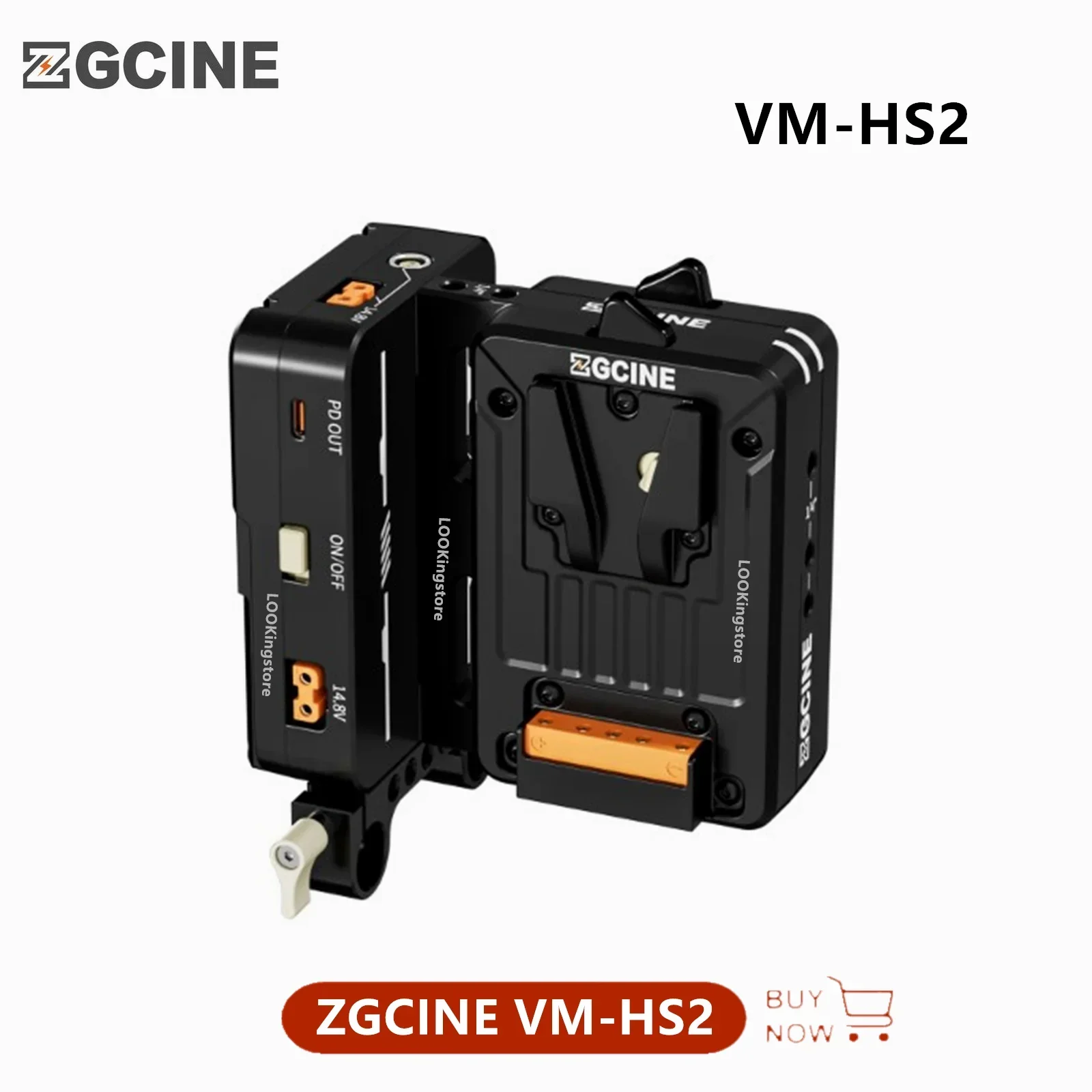 ZGCINE VM-HS2 لوحة بطارية مثبتة على شكل حرف V صغيرة/مزدوجة قابلة للتبديل السريع USB-C PD مخرج 100 وات للوحة بطارية ZGCINE ZG-V99 V