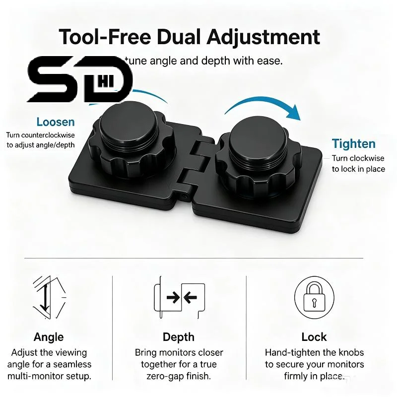 Universal Dual Monitor Alignment Clip Tool-Free Screen Connector Zero Gap Fixer Bracket Double-Sided Adhesive Mount Game Office