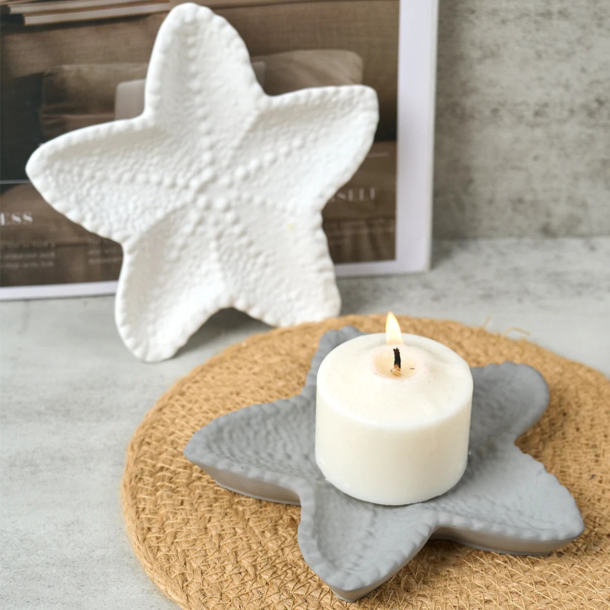 Star Shape Tray Silicone Mold DIY Starfish Coaster Plaster Concrete Resin Jewelry Storage Plate Craft Castng Molds Home Decor