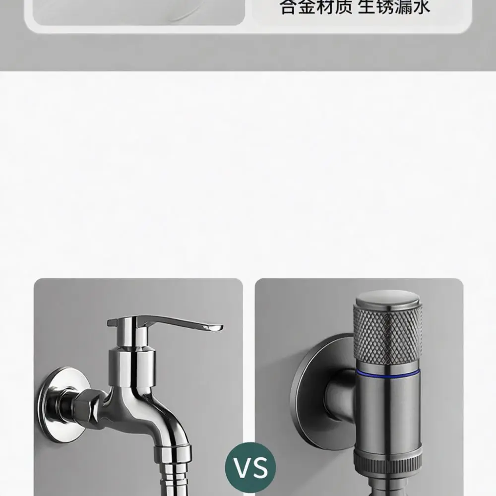 Automatic Water Stop Faucet Valve Copper Alloy Washing Machine Connector Quick Connect Anti Slip Tap Adapter Fittings