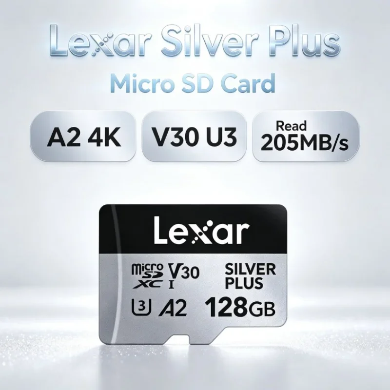 Lexar Silver Plus Micro SD Card SDXC A2 64GB 128GB 256GB 512GB 1TB 4K V30 U3 Read 205MB/s TF Memory Cards for Tablet