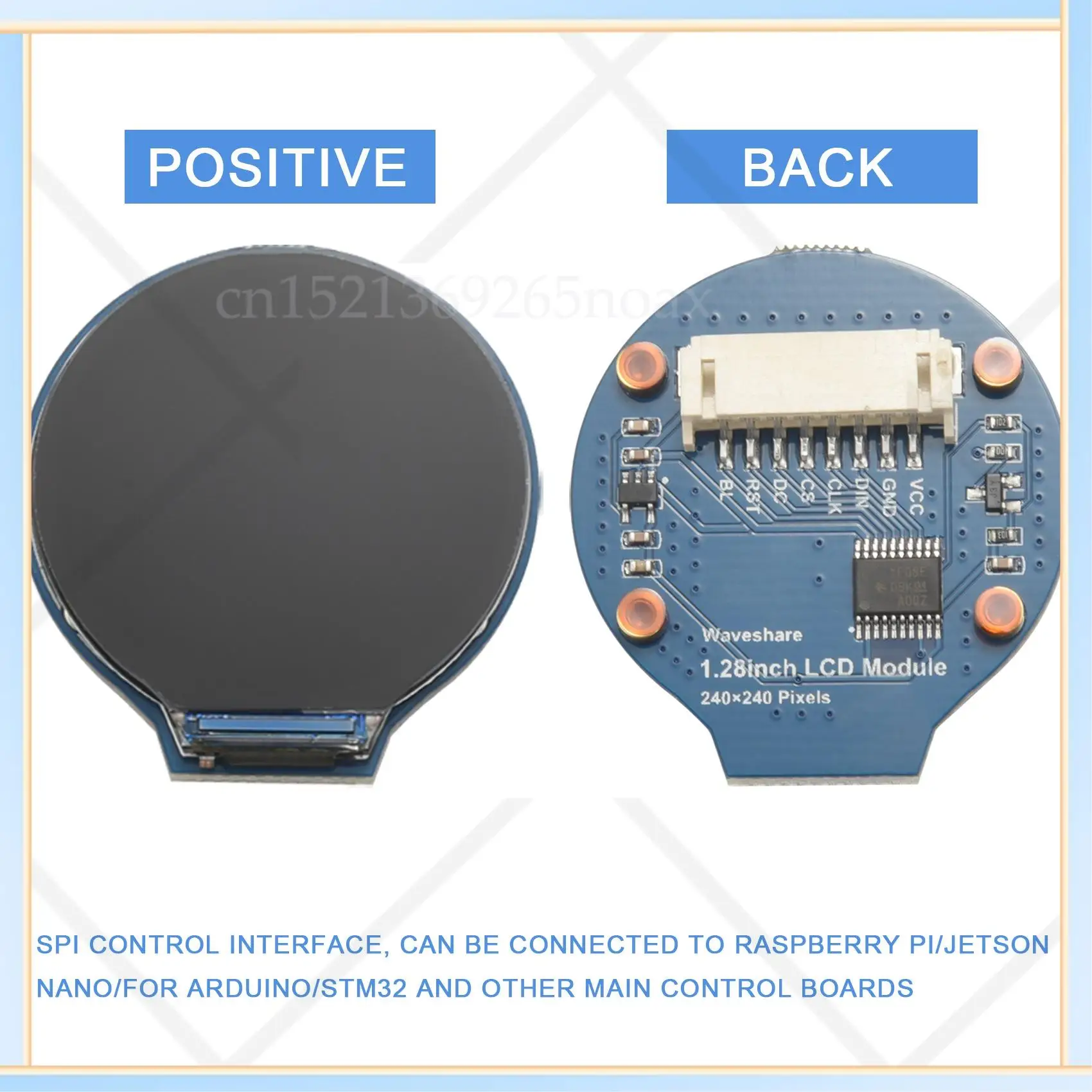-SPOR 1.28Inch Round Display LCD Screen Module GC9A01 SPI Communication RGB 65K Color Support For Raspberry