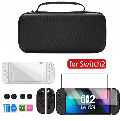 Imagen 1 del producto Estuche de transporte y Protector de pantalla templado, funda de TPU para N-Switch 2 NS 2, bolsa de almacenamiento portátil de viaje, bolsa a prueba de golpes