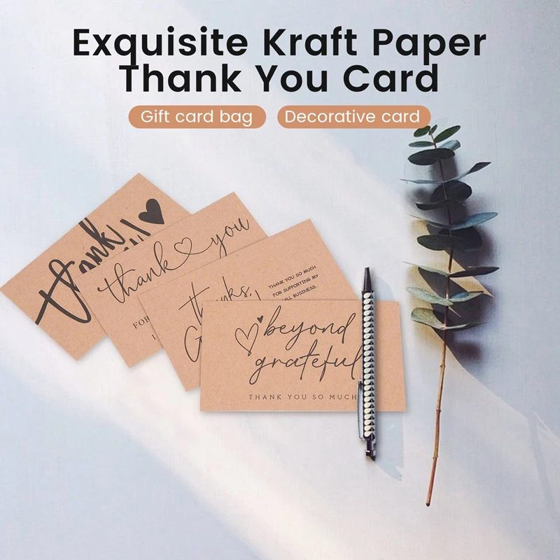 120 Pcs Exquisite Kraft Paper Thank You Cards ,For Small Business Appreciation Card Gift Decoration Cards