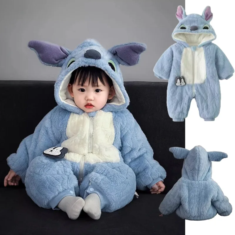 

Miniso Baby Kigurumi Stitch Cosplay Costume Anime Cute Cartoon Romper Infant Jumpsuit for Girls Boys Winter Halloween Outfits