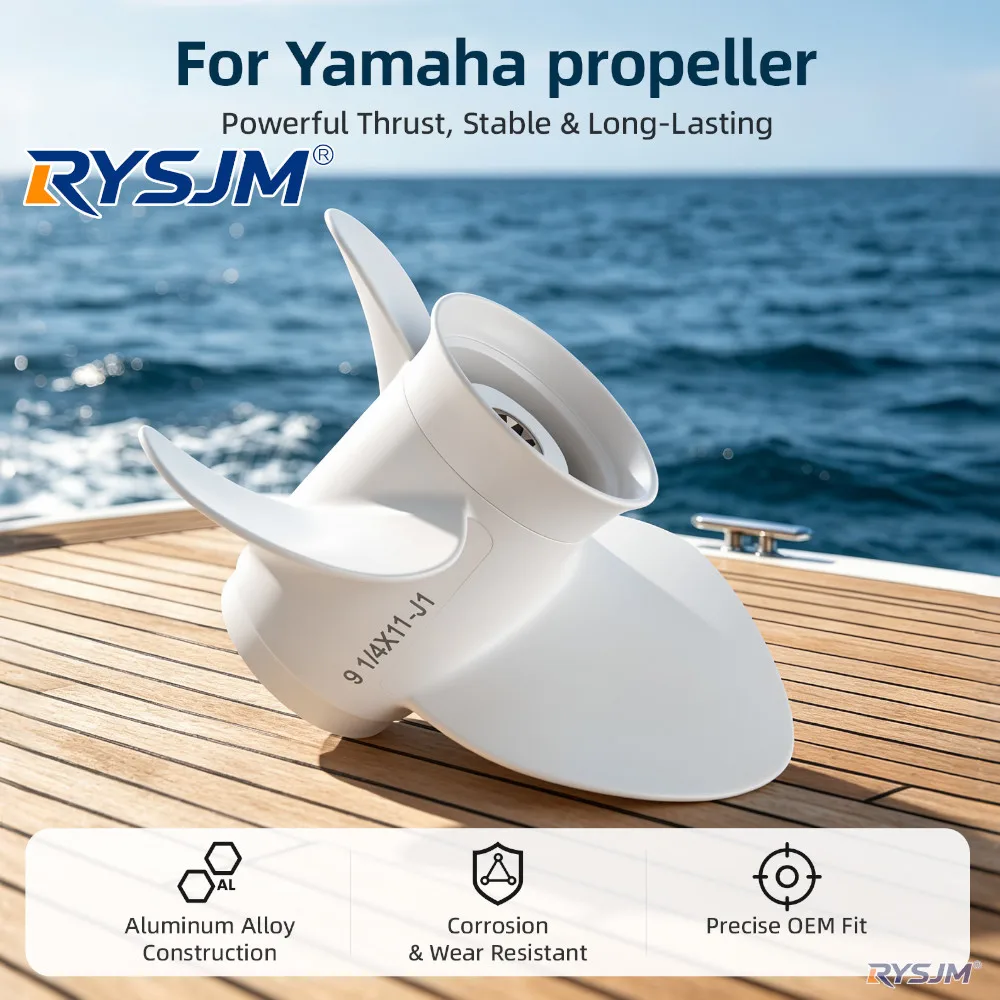 New 63V-45943-10-El-00 Aluminum Alloy 9 1/4X11-J1 Propeller for Yamaha 9.9Hp 15Hp Outboard Motor Marine Engine Replacement