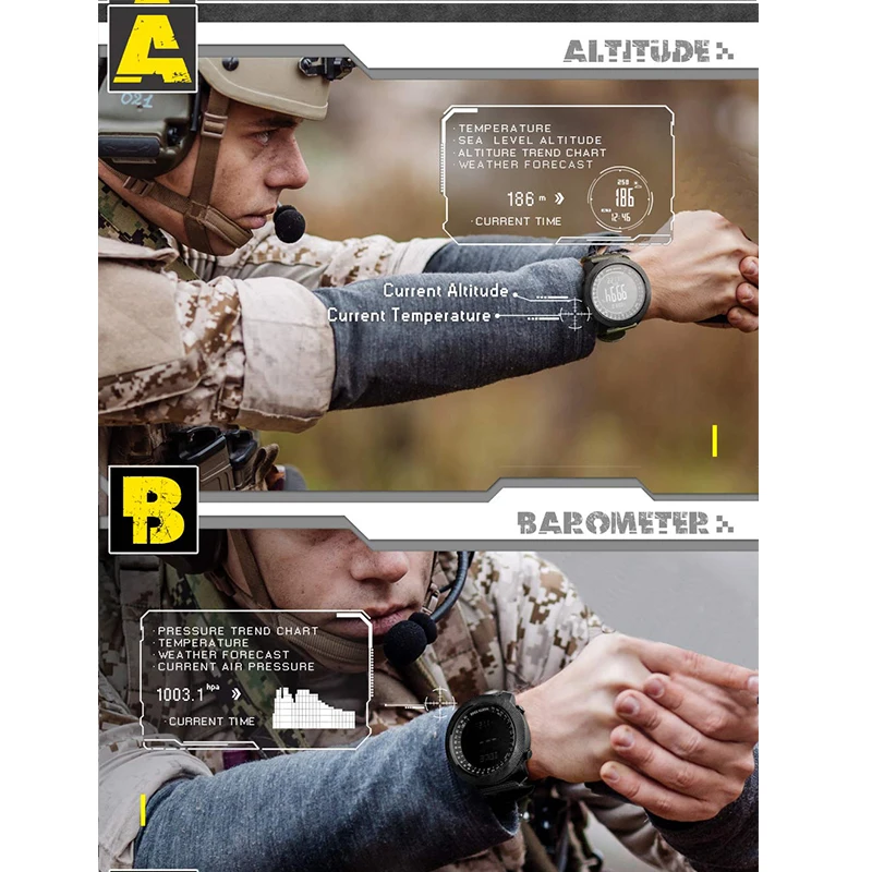 NORTH EDGE Men\'s sport Digital watch Hours Running Swimming Military Army watches Altimeter Barometer Compass waterproof 50m