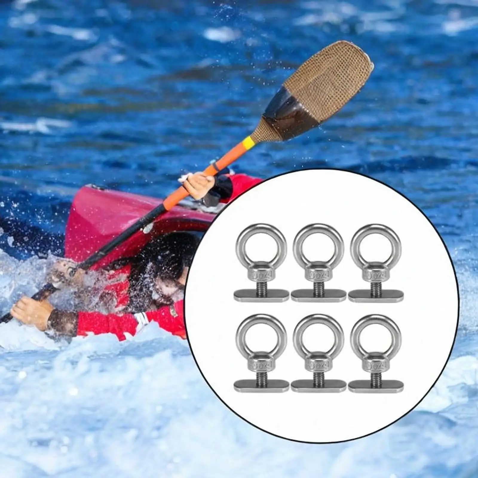 

6x Kayak Track Eyelet Tie Down Hardware for Bungee Cord And Ropes