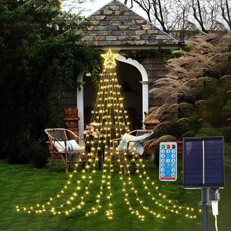 350Leds Christmas Tree Toppers Lights 8Mode Outdoor IP65 Waterproof Waterfall Light Garland Light for Garden Outdoor Home Decor