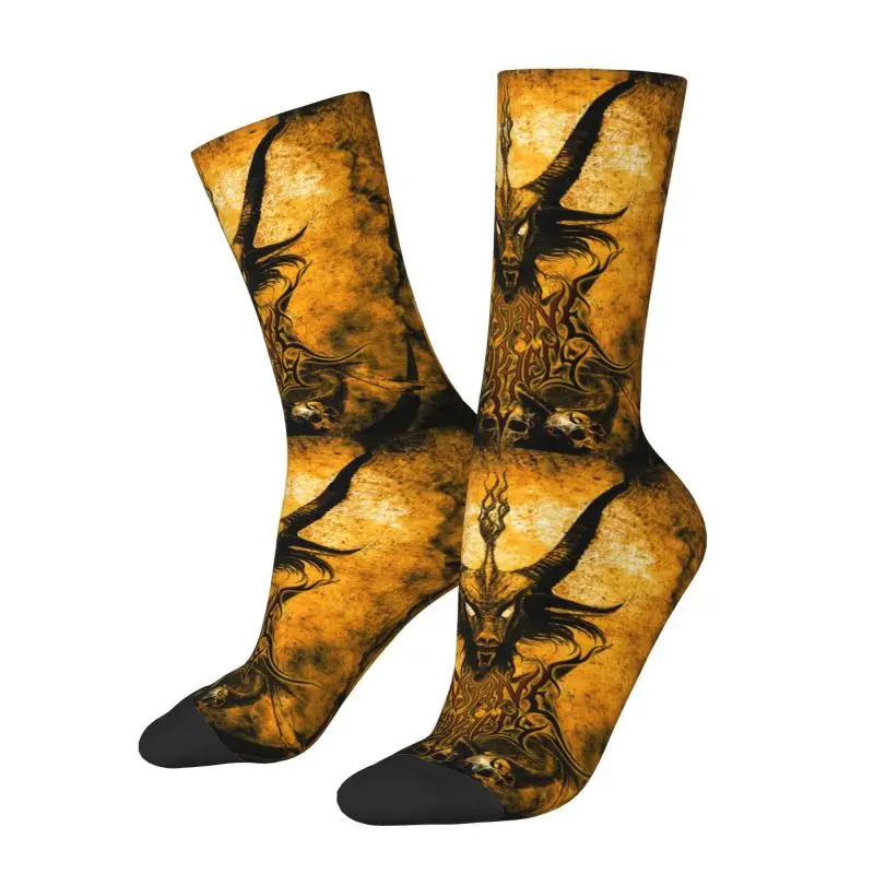 Cute Printing Devil Goat Baphomet Socks for Men Women Stretchy Summer Autumn Winter Hail Satan Occult Magic Crew Socks