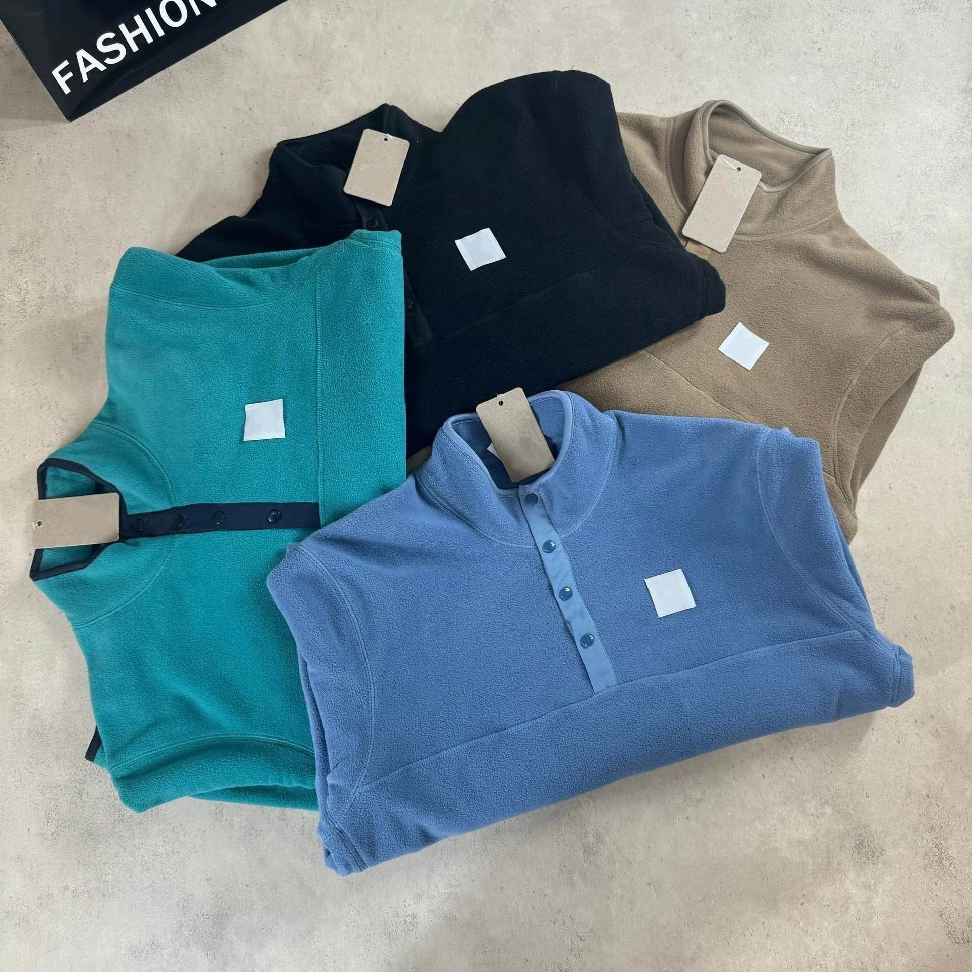 

Retro Japanese Sle Outdoor Fce Lined Hoodie f Button up Stand Collar Warm Top ex Cotton Polyester Blend